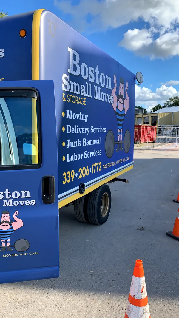 Boston Small Moves truck at a recycling facility